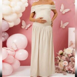 Cream Maternity Dress